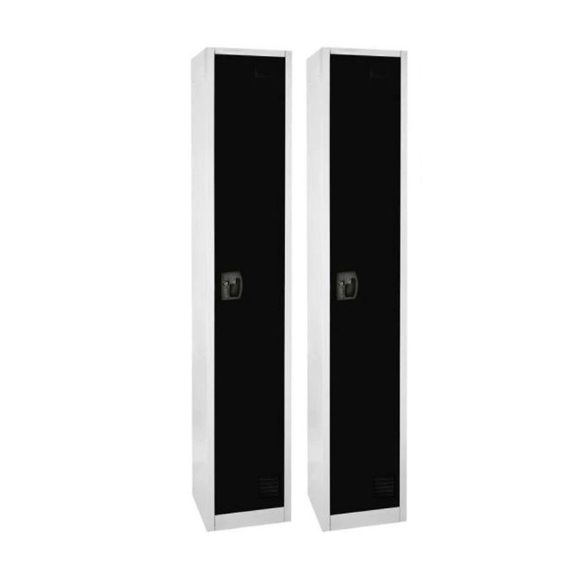 Alpine, 72in.H 1-Tier Steel Storage Locker, Black, 2-Pack, Height 72 in, Width 12 in, Color Black, Model# ADI629-201-BLK-2PK
